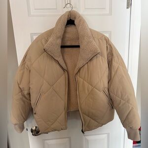 American Eagle Outfitters Beige Puffer Jacket